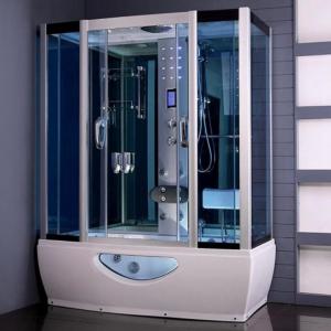 China Tempered Glass Rectangular Shower Enclosure Steam Tub Shower Combo With Shower Handle wholesale