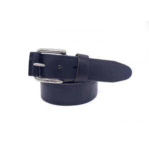 1 1/2" Black Cow Leather Belt For Jeans With Pin Buckle / Mens Black Casual Belt