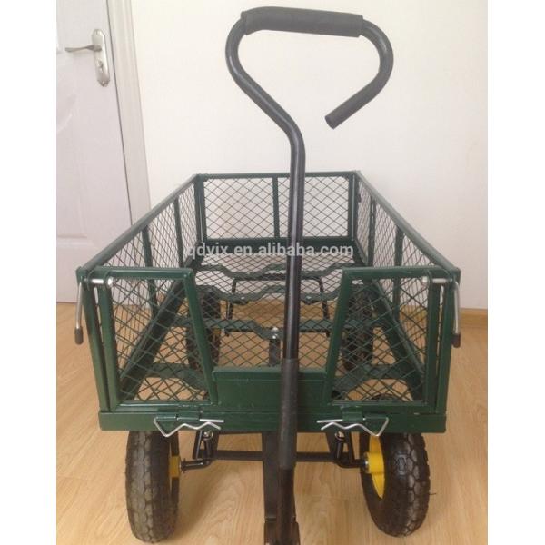 Heavy Duty 75L Garden Mesh Cart with Removable Mesh Sides to Convert into Flatbed, Utility Metal Wagon
