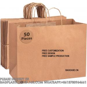China Kraft Bags With Handles Large Gift Bags With Handles Paper Grocery Bags Shopping Bag, Gift Bag, Promotional Bags supplier
