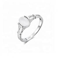 China Beautiful 925 Solid Sterling Silver Ring , Oval Cut Moonstone Gemstone Ring For Girls on sale