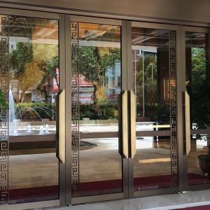 Rectangle Decorative Entry Door Aluminum Tempered Glass Entry Doors