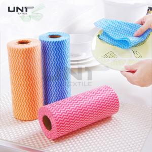 China Perforated Wavy Pattern Spunlace Non Woven Fabric For Kitchen Rag Rolls supplier