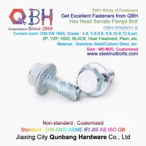 QBH DIN6921 M5-M20 Blue White Zinc Plated / Black / Plain Carbon / Stainless Steel Serrated Flange Self-Locking Bolt