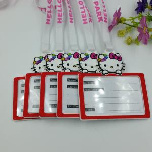 Cute Hello Kitty Design Business Card Pouch ID Card Holder With Printing String , Embossed Logo Back