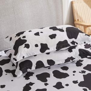 China Full Size Cow Sheet Set 4PCS 1800 Thread Count Black White Cow Sheets with Deep Pockets supplier