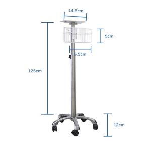 Hospital Monitoring Swivel Stand 12 Inch Vital Signs Patient Monitor Trolley