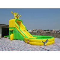 China SpongeBob Multifunctional Inflatable Water Slide With Basket Hoops PVC Tarpaulin on sale