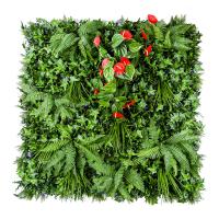 China Outdoor Tropical Living Artificial Plant Wall Panel 25mm Dark Green 3d Plastic on sale