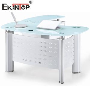 Commercial Small Glass Top Laptop Desk Modern Glass Office Writing Desk
