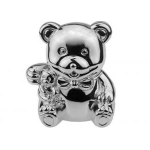 China Cute Silver Plated Teddy Bear Coin Bank Die Casting 105*85*118mm supplier