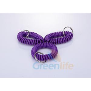 Custom Elastic Coil Stretch Wristband Keychain , Purple Spiral Bracelet Key Holder
