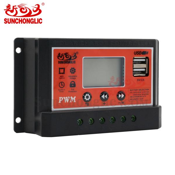 10 Amp Manual Pulse Width Modulation Solar Charger Controller With Lcd Display 24 Volt 