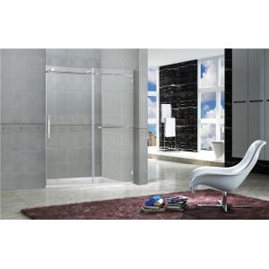 Clear / Printed Tempered Frameless Sliding Glass Doors With Stainless Steel Towel Bar