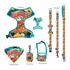 Customized Vest Collar Leash Harness Set 900D Nylon Lightweight Dog Harness