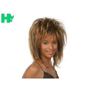 China Brown Short Synthetic Wigs High Temperature Silk Cheap Synthetic Wigs For Ladies supplier