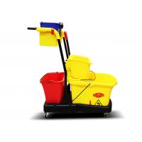 China Multifunctional Yellow Plastic Hotel Cleaning Equipment With Mop Bucket / Press Wringer on sale