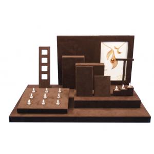 Custom Handmade Brown Leatherette Jewelry Display Set MDF Jewellery Showcase Stand