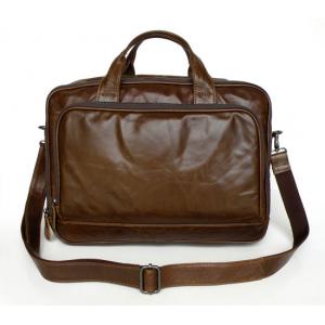 China Celebity Briefcase Messenger Laptop Bag Handbag Purse Classic Vintage tan Leather #7005R supplier