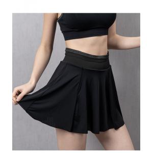 Moisture Wicking Black Workout Skirt Running Skirt Shorts With Phone Pocket 210g