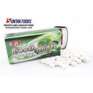 China Spearmint Sugar Free Breath Mints Oval Shape With Tin Box Package supplier