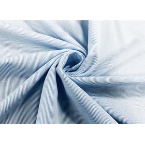 China Work 130GSM 100% Polyester Shirt Fabric / Casual Warp Knitted Fabric Blue Stripes wholesale