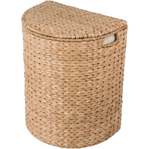 China Wicker Waste Basket - Water Hyacinth Bathroom Garbage Can With A Lid - Bathroom Trash Can Boho Style - Wicker Trash Can With Lid For Household, Kitchen - Removable Liner, Iron Frame wholesale