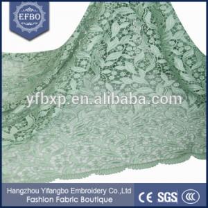 China Green 100 Polyester Cord lace materials african cupion lace fabric african cord lace supplier