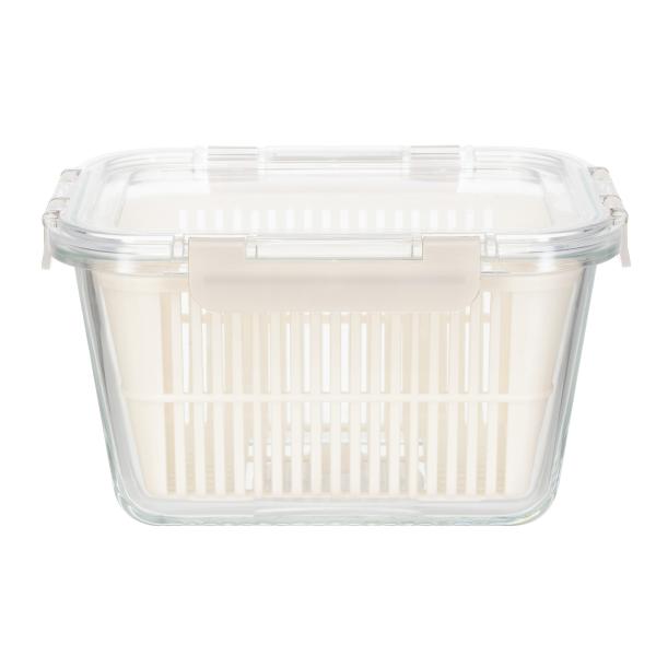1050ml 1800ml 長方形ガラス製食品保存容器、取り外し可能なスナップと液体シリコン蓋付き