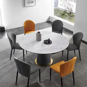 Elegant Ceramic Round Extendable Dining Room Table 8 Seater Modern Stylish