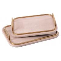 China Coffee Brown Leather MDF 60mm Decorative Display Trays on sale