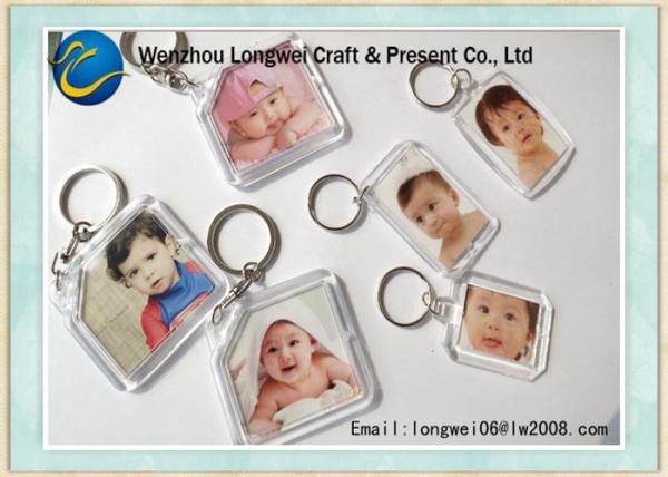 Customized Photo Engraved Key Chain , Acrylic Photo Keyring Souvenirs