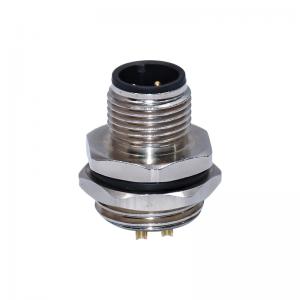 IEC Standard IP67 Solder Type Rear Fastened M12 Lock Automotive Male Waterproof Connector With Panel Mount And Wires