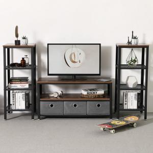 Small TV Stand with Fabric Drawer, Rustic Industrial Television Stand for Sale, LTV40BX