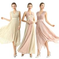 China Quiet Luxury - Metallic Chiffon Pleated Evening Dress. Designs Are Refined And Subtle Approach, Signify Luxury. on sale