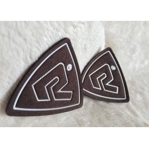 China Customized Brown Suede Embossed Leather Patches , Shiny Siliver High Density Tpu Logo supplier