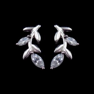 China Leaves Tree’s Leaf Real 925 Silver Earrings With Cubic Zircon Stone supplier