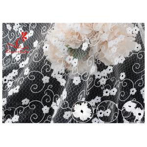 Allover Floral Embroidered Mesh Lace Fabric With Poly Milky Silk By 100% Inspect