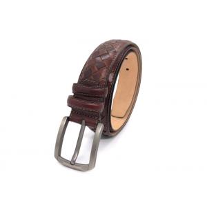 4.0CM Genuine Leather Casual Belts For Men Classic Pin Buckle / Knitted Leather Belt