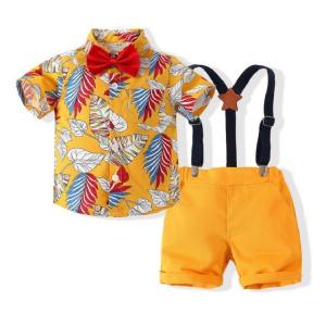 China Children'S Outfit Sets Summer Boy Short Sleeved Shirt Woven Pants Suit supplier