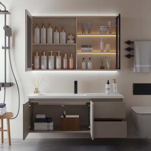 Ceramic Bathroom Over Sink Cabinet With Mirror 35-37 in Width
