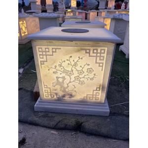 3cm Marble Stone Tiles White Jade Stone Lamp Hand Carving For Garden