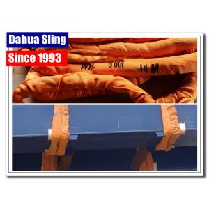 China Durable 10t Orange Lifting Straps , 1 Layer Synthetic Round Slings 300mm Width supplier