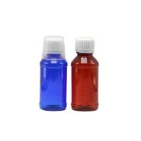 China 100cc PET Amber/Orange/Blue Maple Cough Syrup Bottle with Safety Cap and Heat Seal on sale