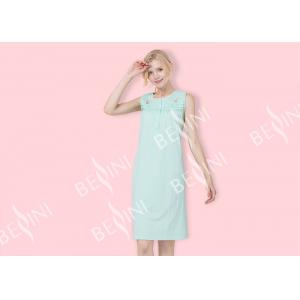 Modest Ladies Sleeveless Nightgowns , Green Ladies Short Nightdresses Button Front