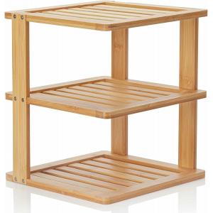 China Bamboo Free Standing Wood Rack , Kitchen Countertop Corner Shelf 10x10x11.5 Inches supplier
