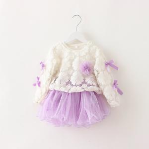 China 0.8M 10KG Fancy Children'S Outfit Sets Clothes Lace Layered Girl Suit OEM supplier