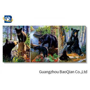 China Wall Art Stretched Picture Of Wild Animal Black Bear / Deer For Bedroom Decoration supplier