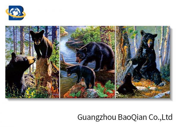 Wall Art Stretched Picture Of Wild Animal Black Bear / Deer For Bedroom