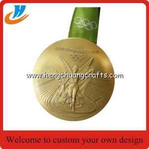 China Polished gold Olympic games medals with ribbon, Olympics trophy and award medals supplier